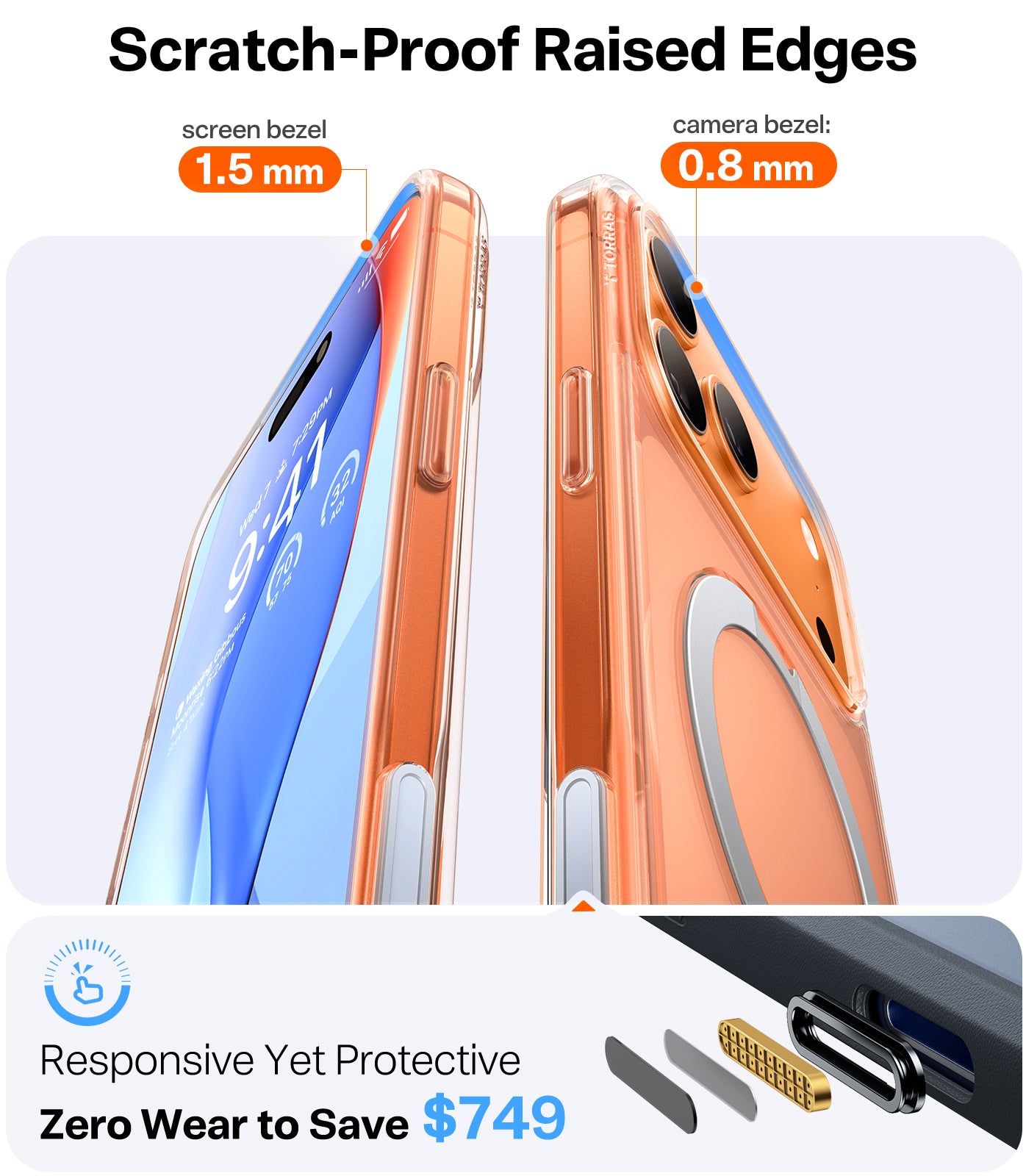 TORRAS Ostand Série Spin pour Coque iPhone 17 Pro Max Support Magnétique Rotatif à 360° Protection Militaire Finition Mate Antidérapante et Anti-traces de Doigts - Transparent