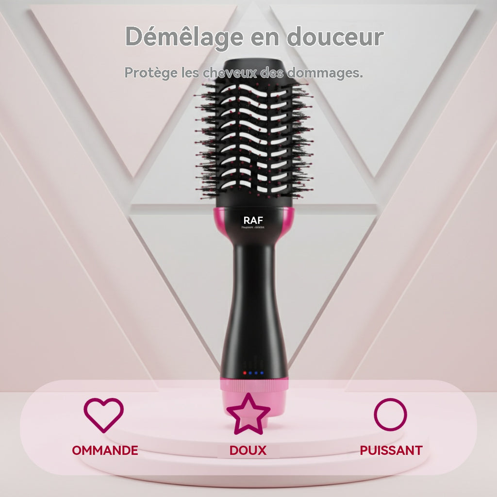RAF Brosse soufflante 750 W, sèche-cheveux et volumisant en 1 étape, coiffante chauffante à échauffement rapide, pour femmes, coiffage lisse, effet salon à domicile