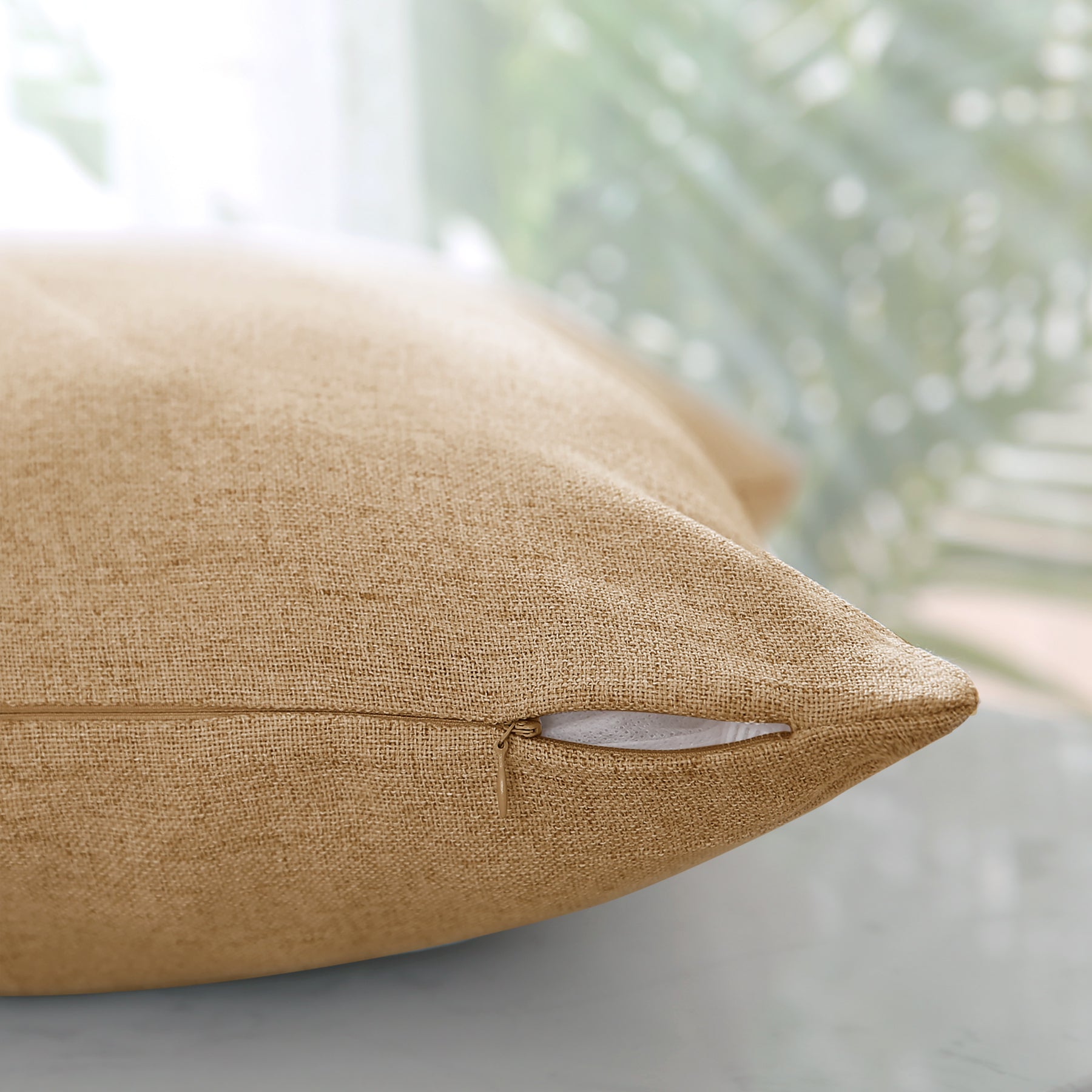 Deconovo housse de coussin en tissu aspect lin, coloris orange, 45 x 45 cm, 1 pièce