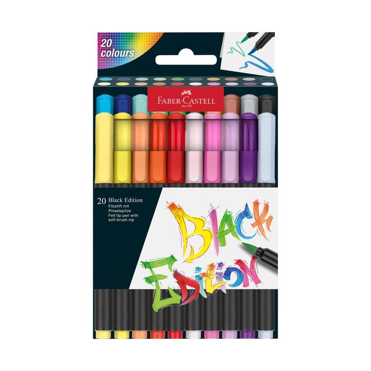 Faber-Castell Black Edition Lot de 20 feutres pinceaux