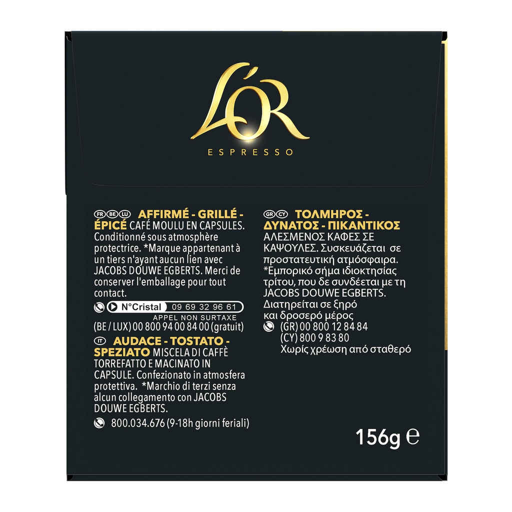 L'OR Café Capsules Forza Intensité 9 Compatibles Nespresso® la boite de 30