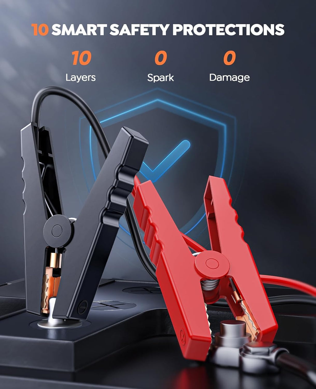 TREKURE Beta06 Booster de démarrage avec compresseur d’air 150 psi, 5500 A de crête, batterie de secours portable 12 V, câbles de démarrage