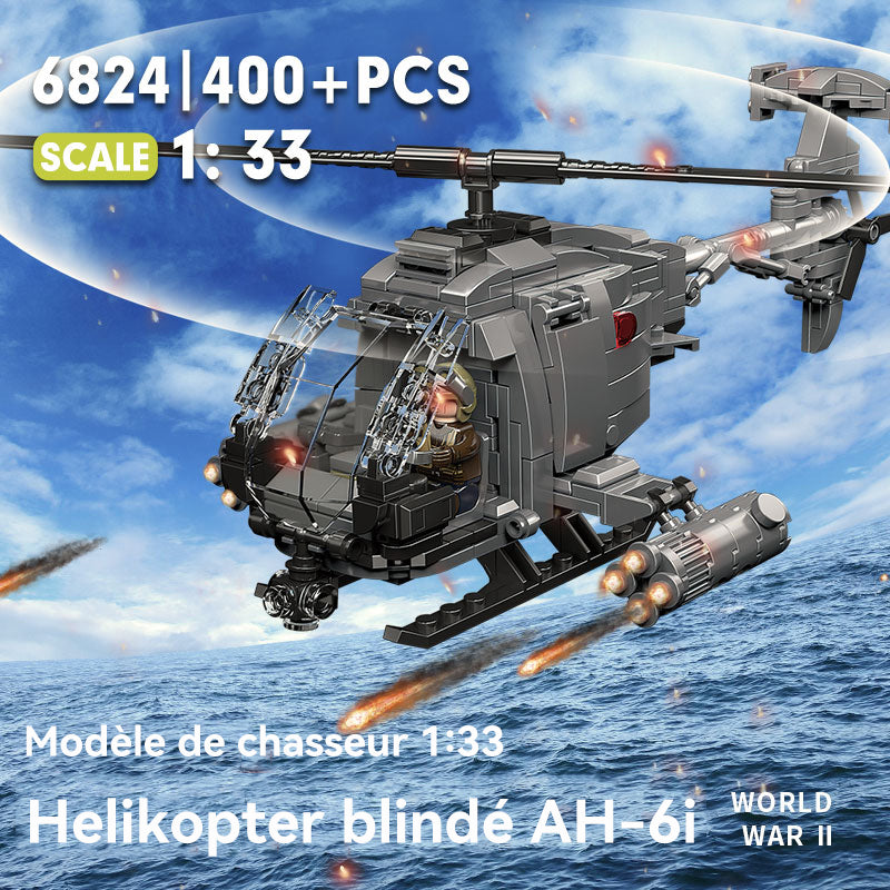 CAYI AH-6I Hélicoptère armé 400 pièces ensemble de blocs de construction pour passionnés