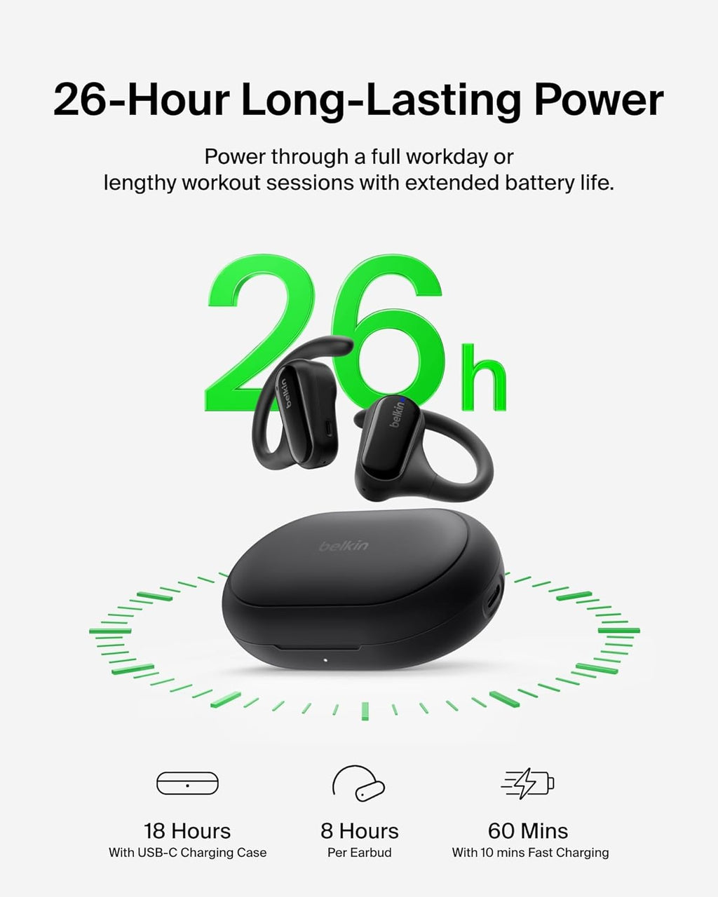 Belkin Soundform ClearFit Écouteurs open-ear sans fil - Noir