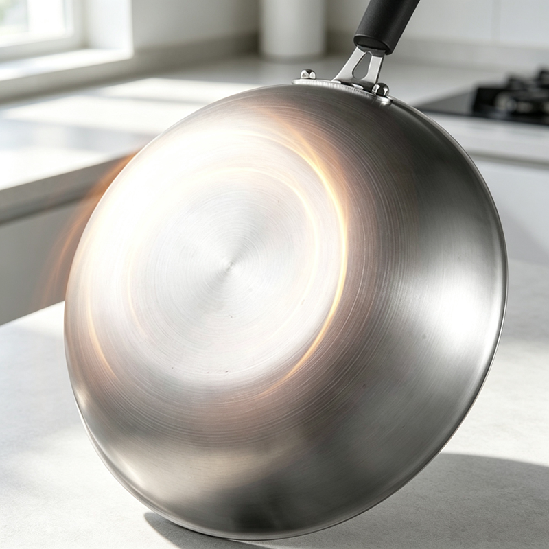 Maxcook Poêle wok 30 cm avec couvercle en verre trempé, intérieur en nid d'abeille antiadhésif en céramique, construction en acier inoxydable composite à 3 couches