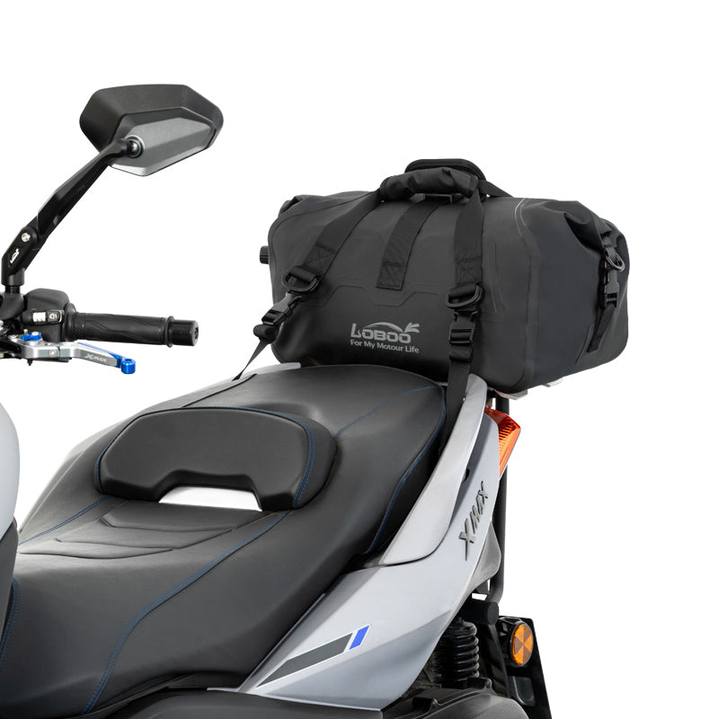 LOBOO Sacoche arrière de moto magnétique à fermeture enroulable - 20 L Sac polochon étanche IPX6 avec valve d'air