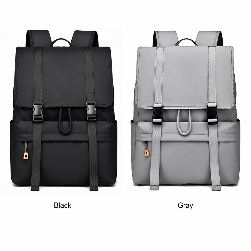 Sac à dos ordinateur portable 15,6 pouces à rabat, sac à dos décontracté résistant à l'eau avec fermeture à cordon, sac à dos de jour grande capacité pour école travail voyage en ville hommes