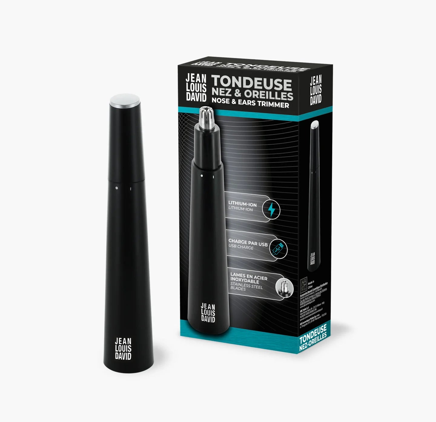 Jean Louis David - Tondeuse Nez & Oreilles Rechargeable USB-C - Coupe Circulaire Sans Douleur - Noir