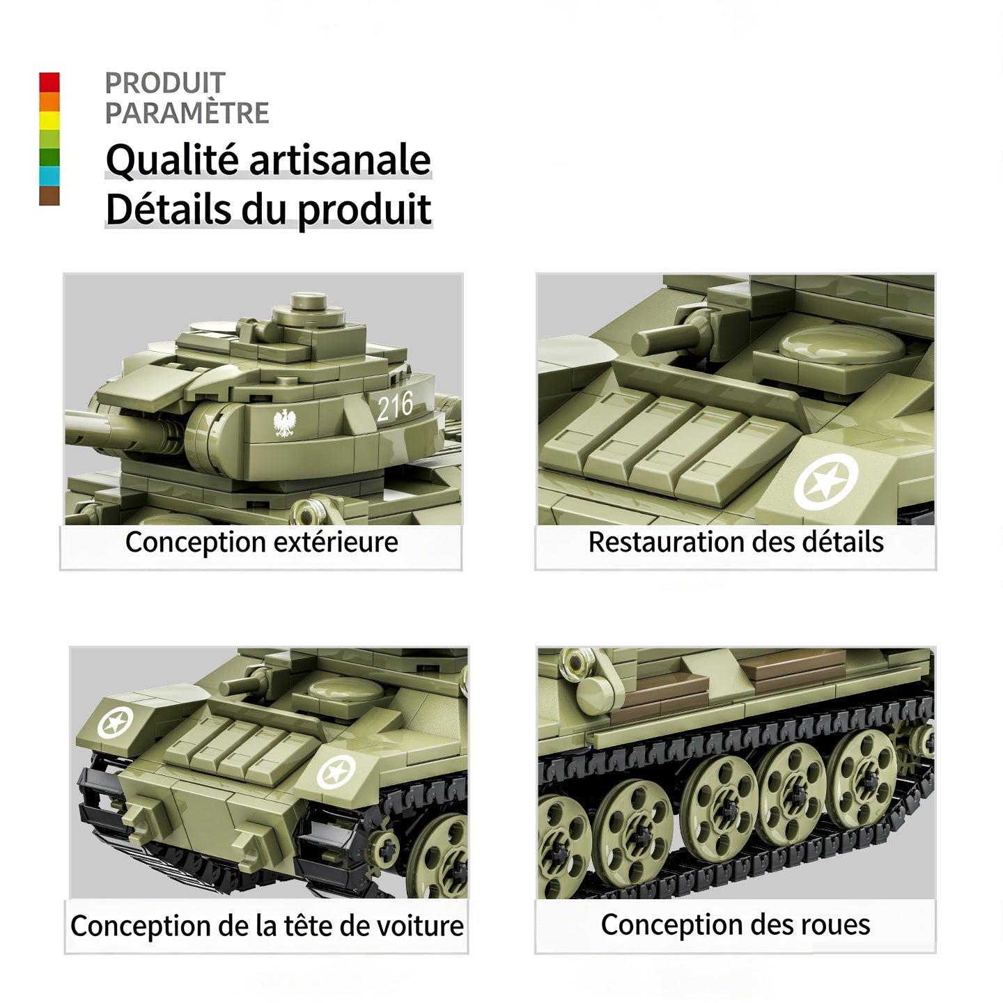WANGE T-34-85 Tank moyen 602 pièces Ensemble de blocs de construction pour passionnés