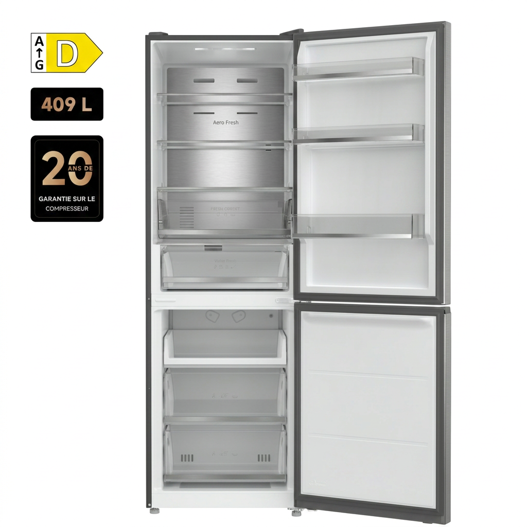 DREAME Réfrigérateur Combiné DRB400WMBDEU 409 L Classe D Gris
