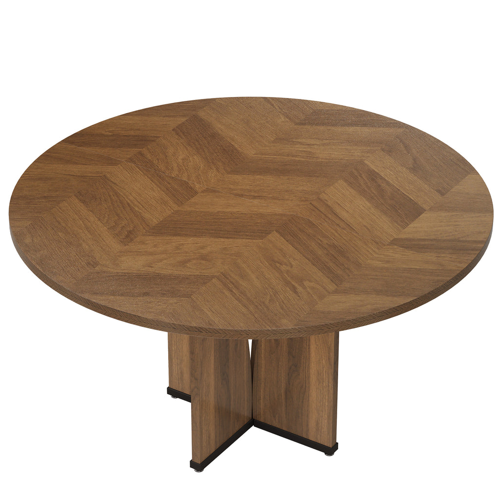 TRIBESIGNS Table ronde rustique pour 4 personnes marron - 100 cm