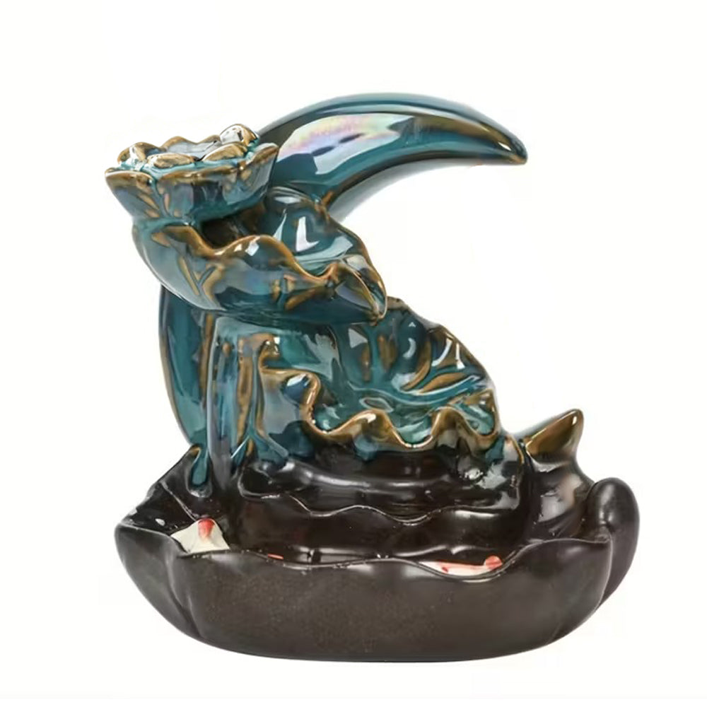 Ju7cer 1 pc brûleur d'encens en céramique cuit au four (design lotus) - idéal pour la décoration de Noël de la maison et l'exposition au sol, support d'encens