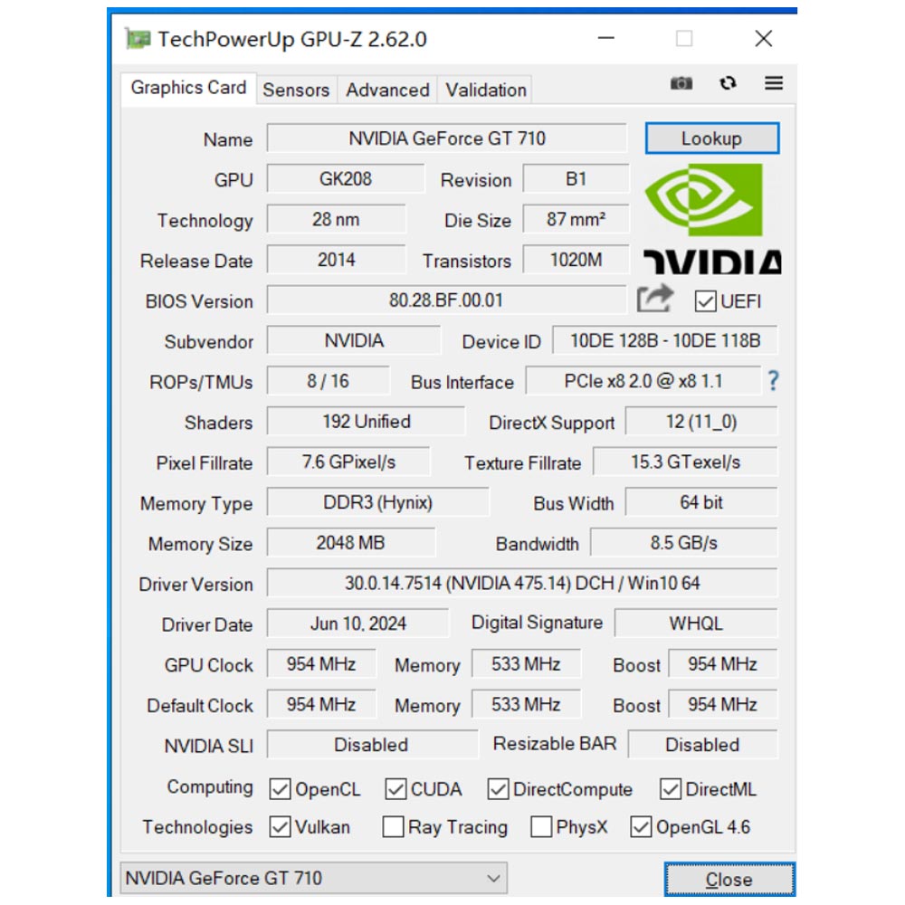 SOYO Gaming GeForce GT 710 2 Go DDR3 64 bits, prend en charge DirectX 12 OpenGL 4.6, profil bas, NVIDIA, carte graphique dédiée pour bureau et divertissement, carte à emplacement LP