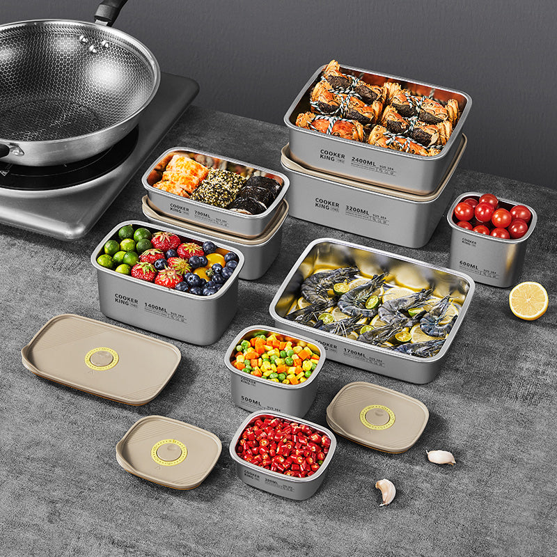 COOKER KING Boîte de conservation alimentaire - Boîte bento - Acier inoxydable - 4 pièces