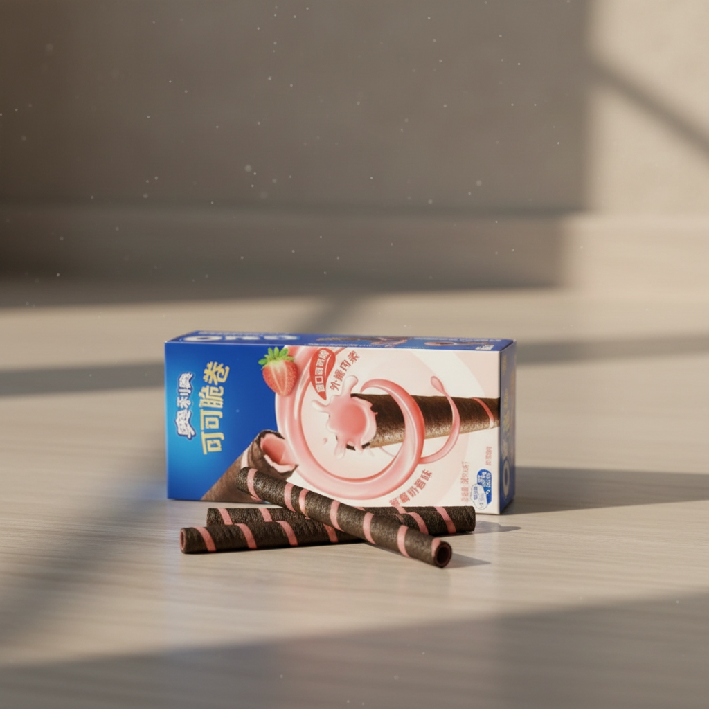 Oreo Rouleaux croustillants au cacao fourrés saveur fraise - 50 g