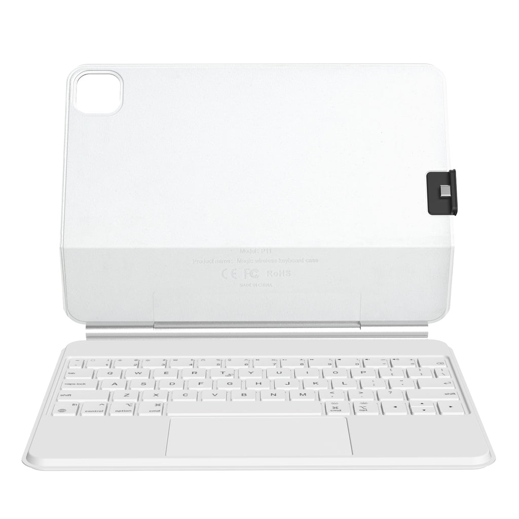 Rexsun Étui-clavier pour tablette – Conception flottante magnétique, housse de protection détachable, pavé tactile de précision pour iPad Pro 11 po/Air 10,9 po/11 po, modèle P11-2 (Blanc)