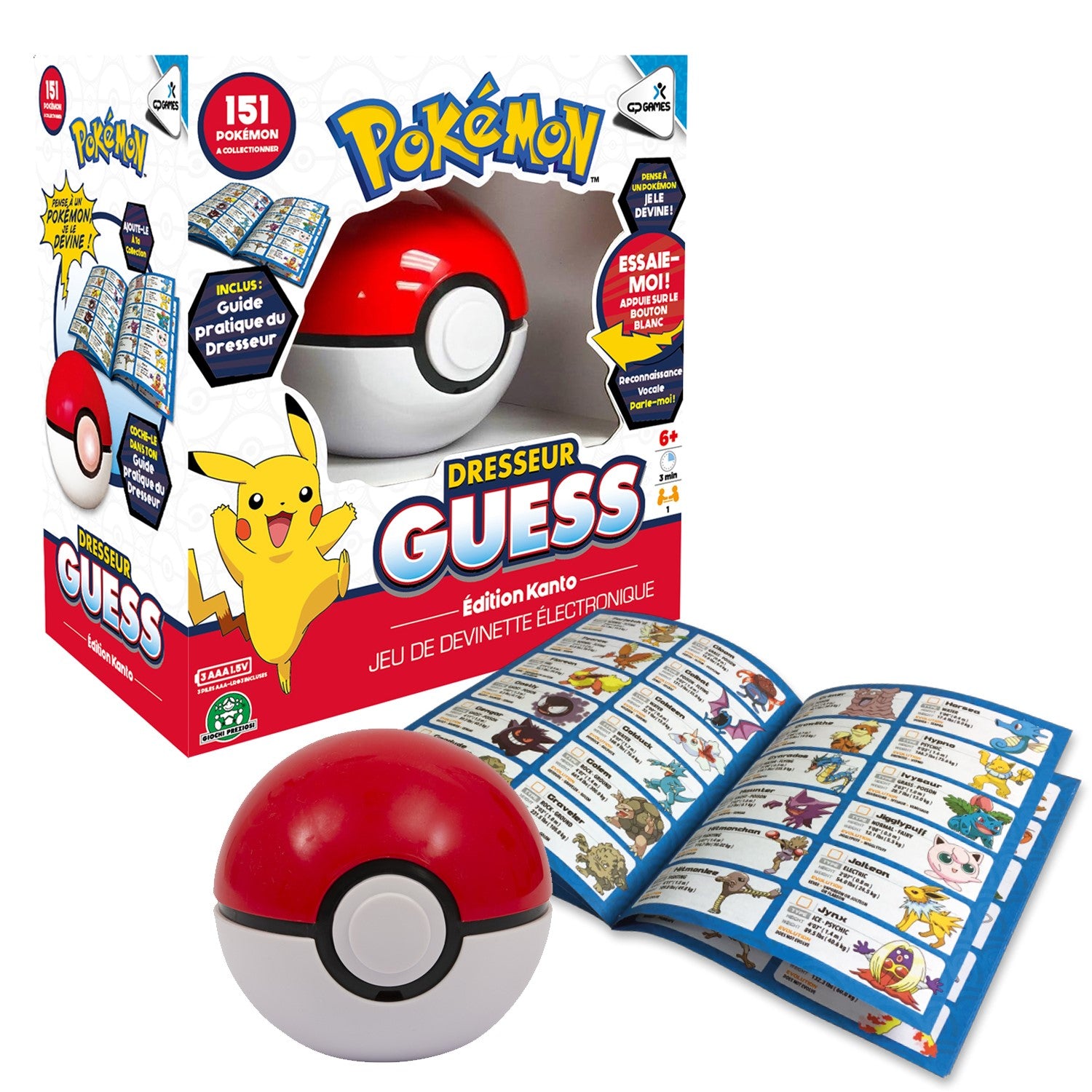GP GAMES Pokémon - Dresseur Guess Kanto, Jeu de société ludique et amusant, Il devine l'animal auquel tu penses, 1 joueur, pour les enfants dès 6 ans, GPK00