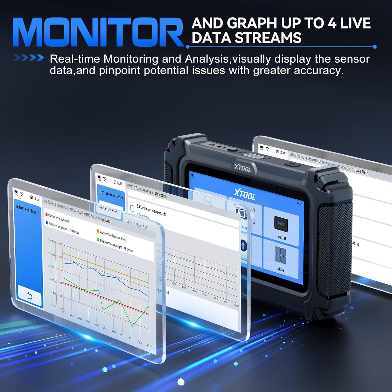 xtool D6 Scanner OBD2 Système Complet Outil de Diagnostic avec Mises à Jour Gratuites à Vie | Lecteur de Code pour Voiture & Outil de Scan avec 15+ Réinitialisations
