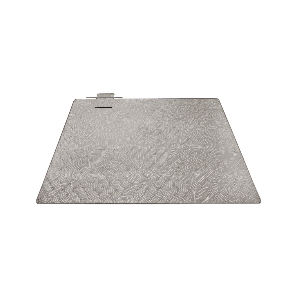 JOYFURNOS Couverture de Pique-nique, 200 x 200 cm, 4 Piquets de Sol, Hydrofuge, Lavable, Pliable, Motif Feuilles et Kaki