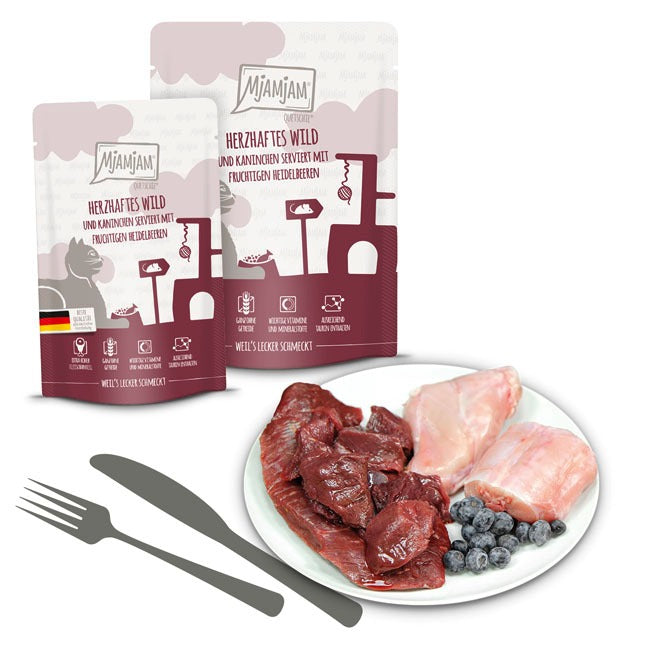 [Peut être servi frais pour l'été] MjAMJAM Quetschie Nourriture humide pour chat au lapin et myrtille 125 g x 12