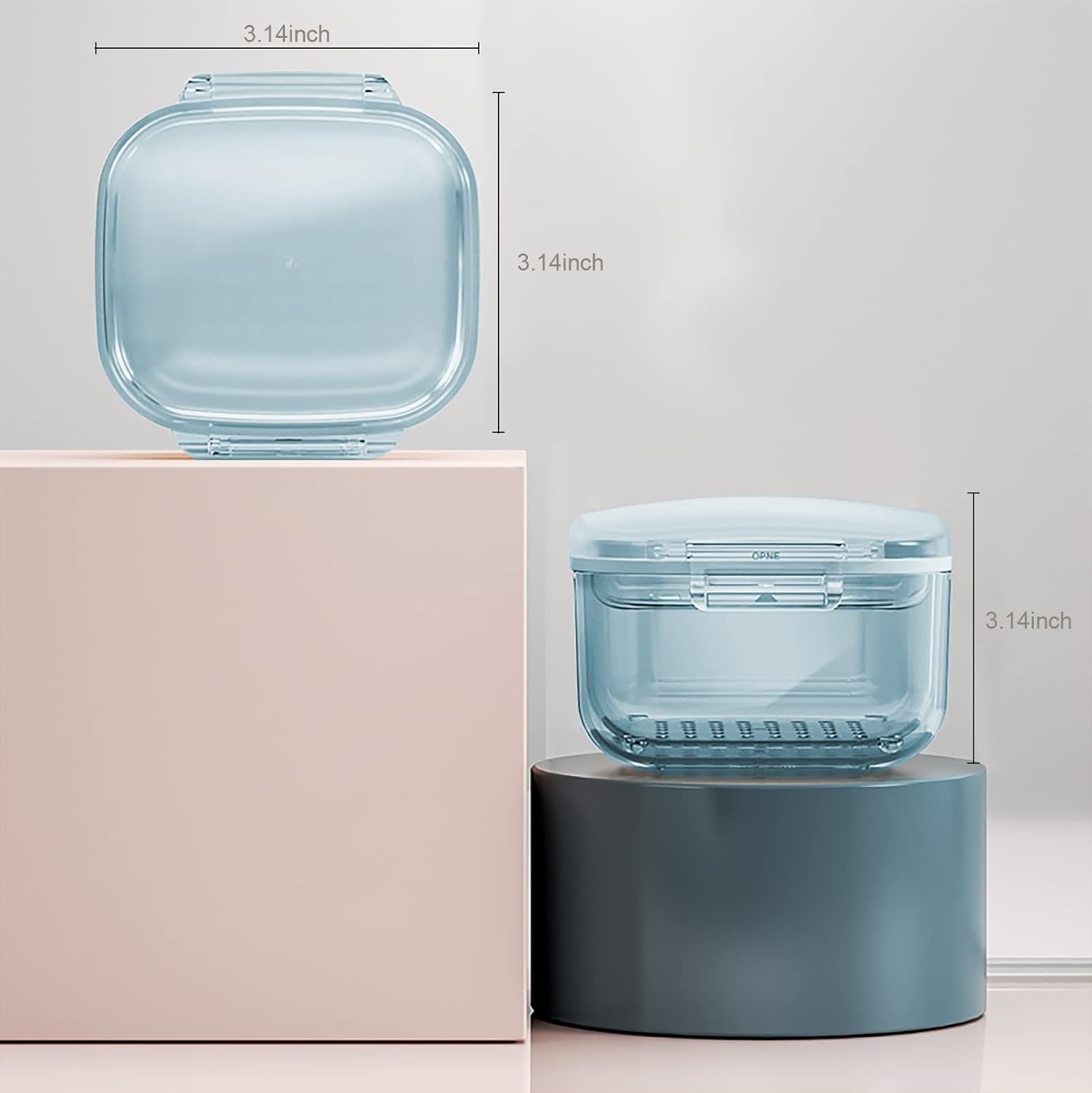 GAONLY Boîte pour appareil de contention, boîte de nettoyage pour appareil de contention, bain unique pour prothèses dentaires avec plateau d’égouttage, adapté aux prothèses dentaires