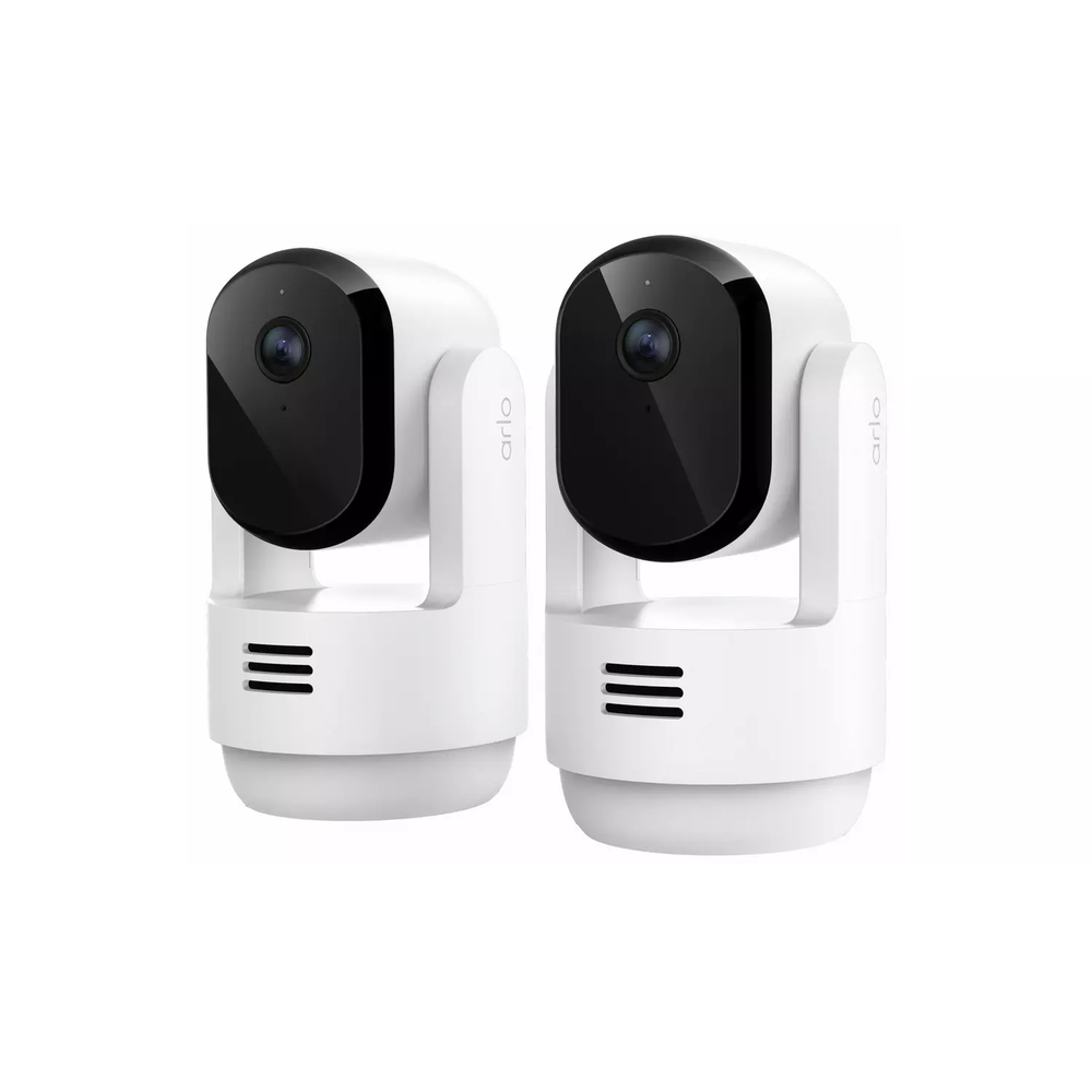 Arlo VMC3273-100EUS Caméra de Sécurité Intérieure WiFi Essential 3 2K PTZ, Kit de 2 caméras, Rotation à 360°, Détection par IA, Compatible avec Alexa, Blanc