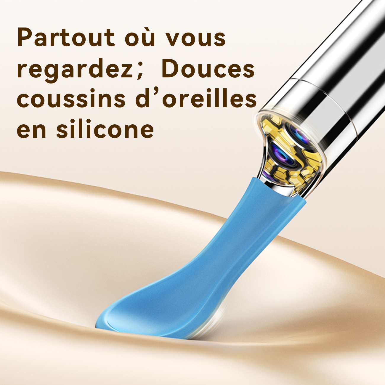 Sunluxy H1 Otoscope pour nettoyage d'oreille avec caméra 10 MP HD, étanche et rechargeable - Blanc
