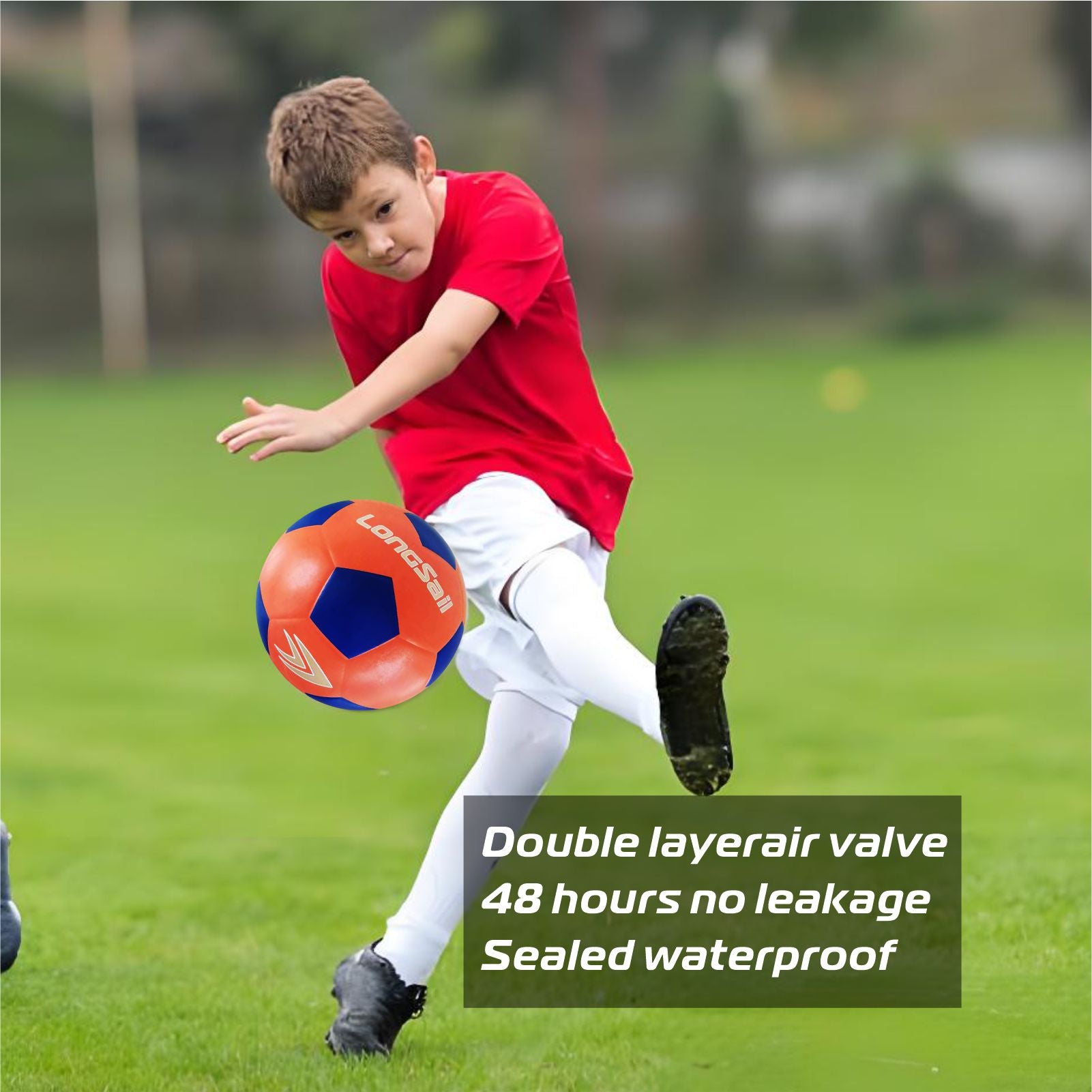 LONGSAIL Ballon de football en caoutchouc haute qualité orange/bleu - Taille 4