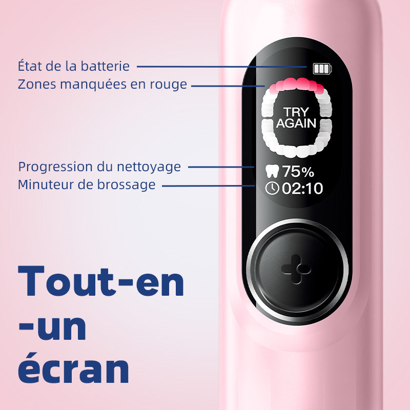 saky Pro Brosse à dents électrique intelligente avec IA pour enfants et adultes avec écran LED | Brosse à dents rechargeable 150 jours, cartographie en temps réel | Minuterie 3 min, étui de voyage | Brosse à dents sonique pour adolescents, cadeau de