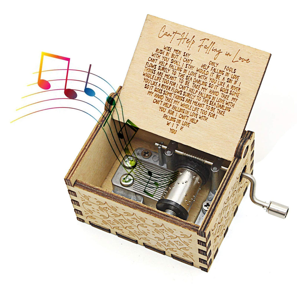 Alphynix Boîte à musique ''Can't Help Falling in Love'' en bois
