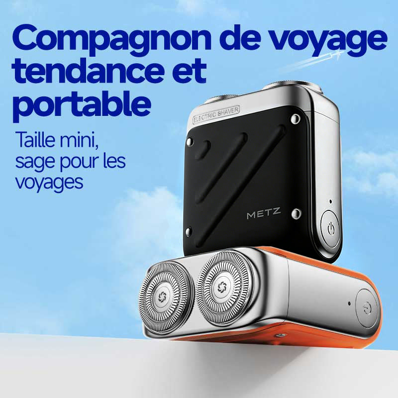 METZ Rasoir électrique pour homme style voiture supersportive, portable, coffret cadeau, cadeau parfait pour la Saint-Valentin de Qixi pour petit ami et père, Argent irisé