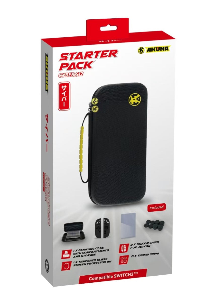 AKUMA HOUSSE RIGIDE ET PROTECTIONS CYBER S12 pour SWITCH 2 NOIR