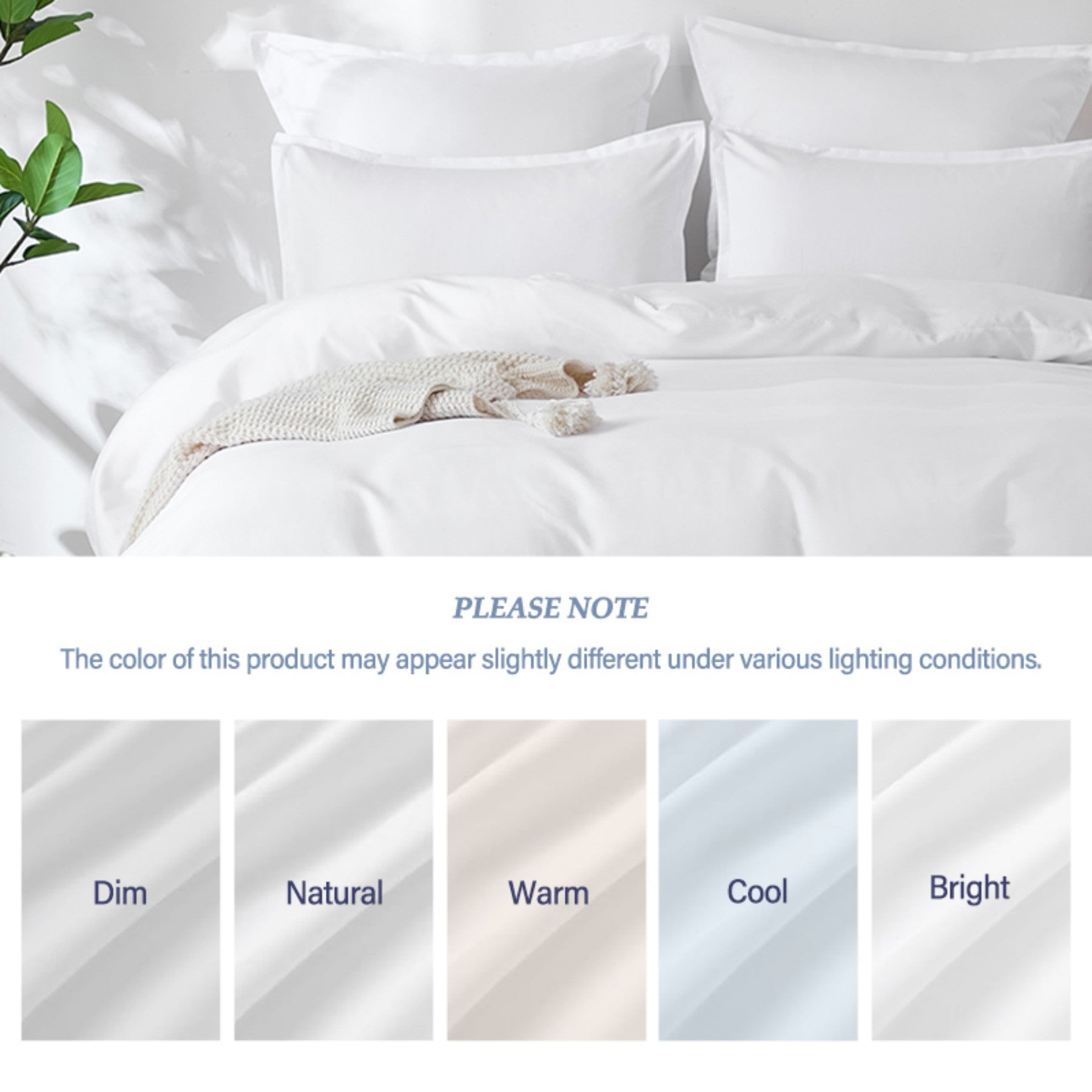 LEBONSOIR Parure de lit avec housse de couette Blanc 200 x 200 cm/65 x 65 cm x 2 Respirant Durable Doux Confortable Avec zip 3 pièces Comprend 1 housse de couette et 2 taies d'oreiller Sans couette