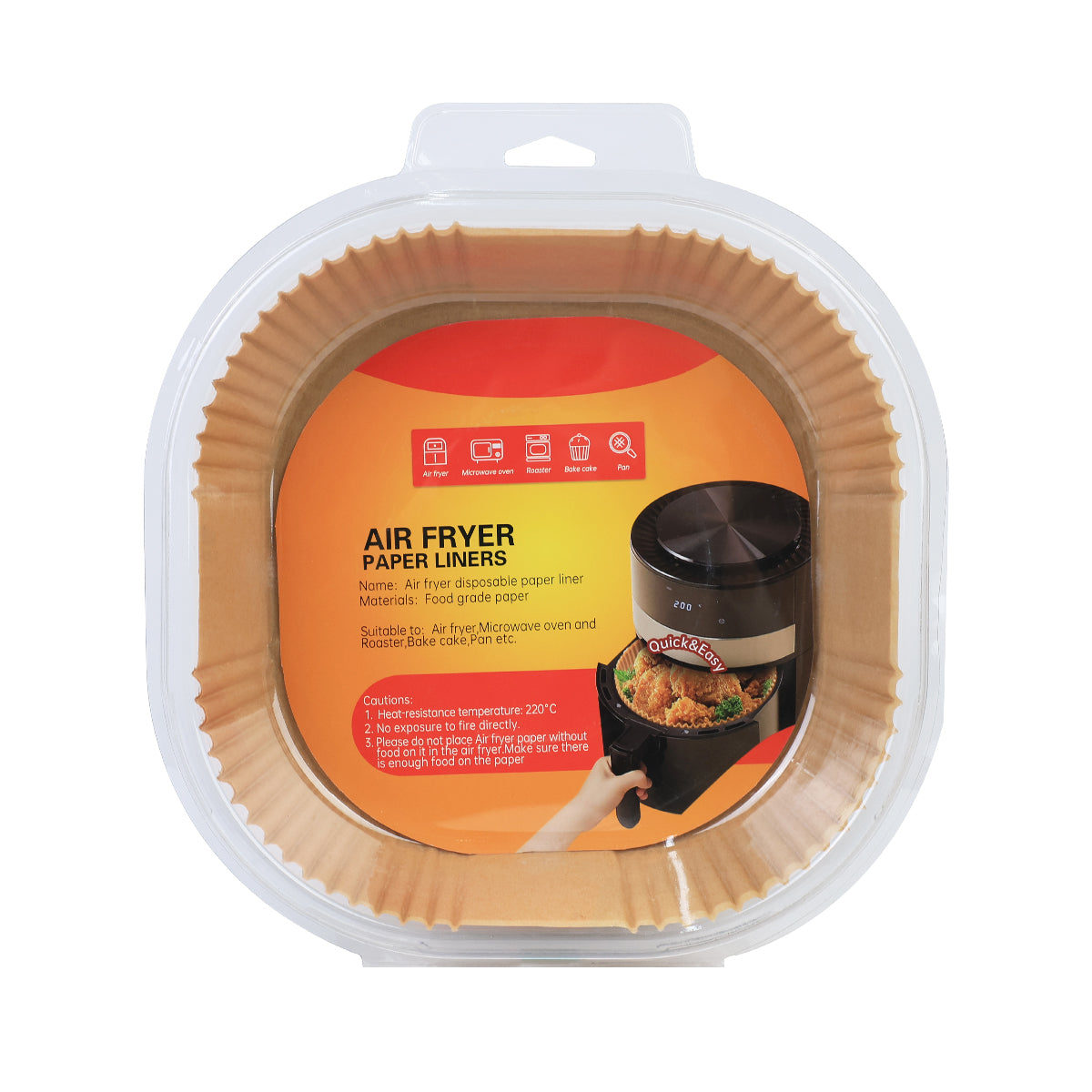 Feuilles de Papier Sulfurisé pour Friteuse à Air, Carrés Antiadhésifs Prédécoupés pour un Nettoyage Facile, Inserts Jetables pour Panier, Cuisson Sans Salissure 100pcs 23*23*4.5cm