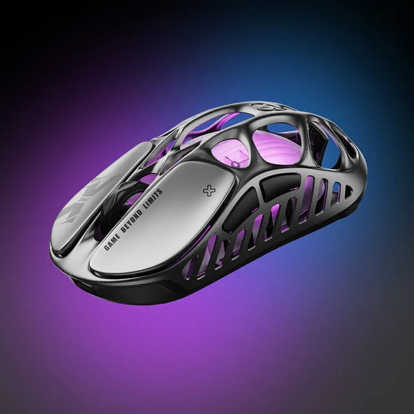 Souris de jeu sans fil GravaStar Mercury X Pro 49 g, Dongle 8K, Capteur PAW3950 32 000 DPI, Taux d'interrogation 8000 Hz, Alliage de magnésium, Design creux, Éclairage RGB