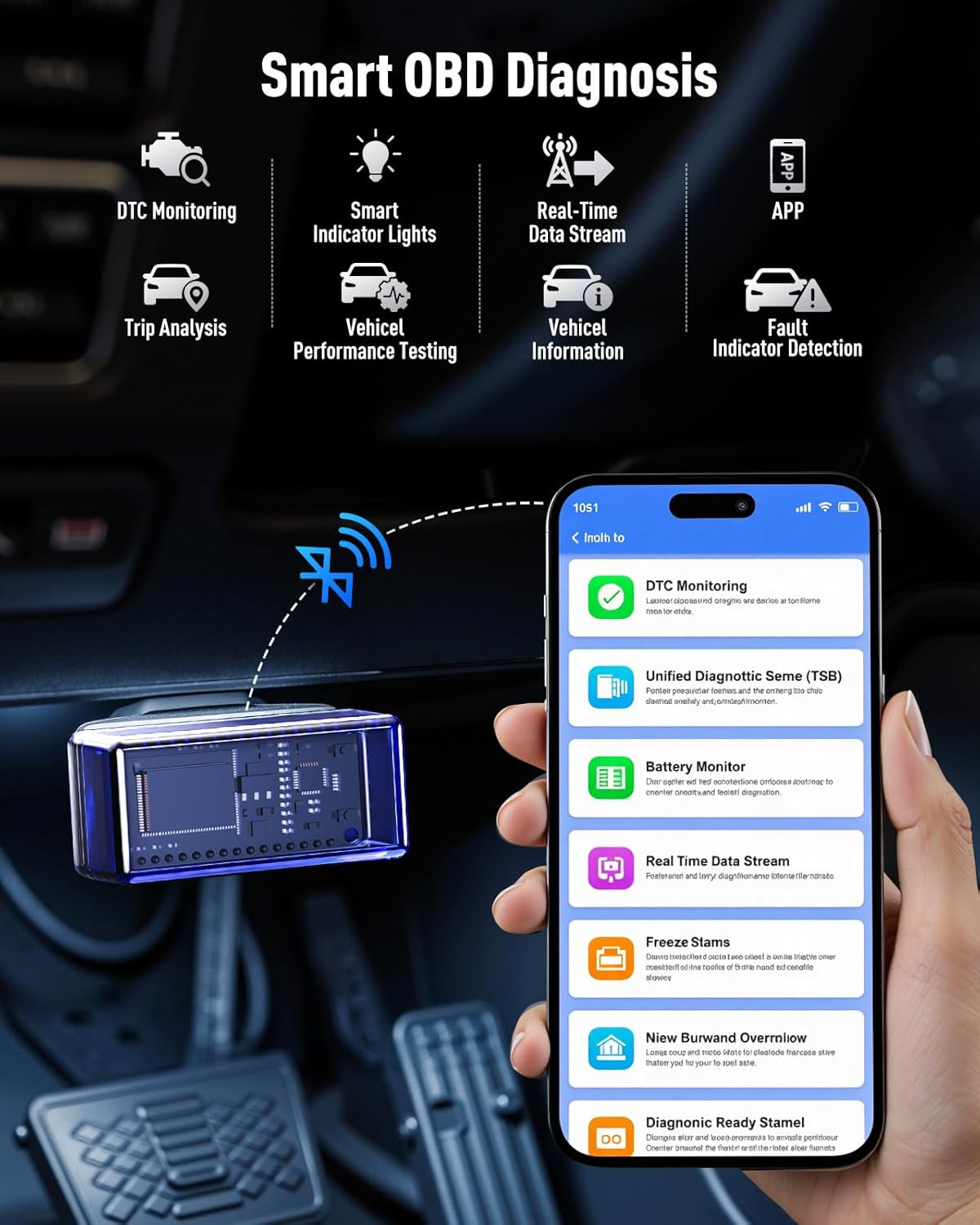UTRAI JS-30 Booster de démarrage 7000A et 12 V avec pompe à air, lecteur de codes d'erreur OBD2, sortie DC 160W, lampe de camping LED, fonction de charge rapide 18W pour les voitures