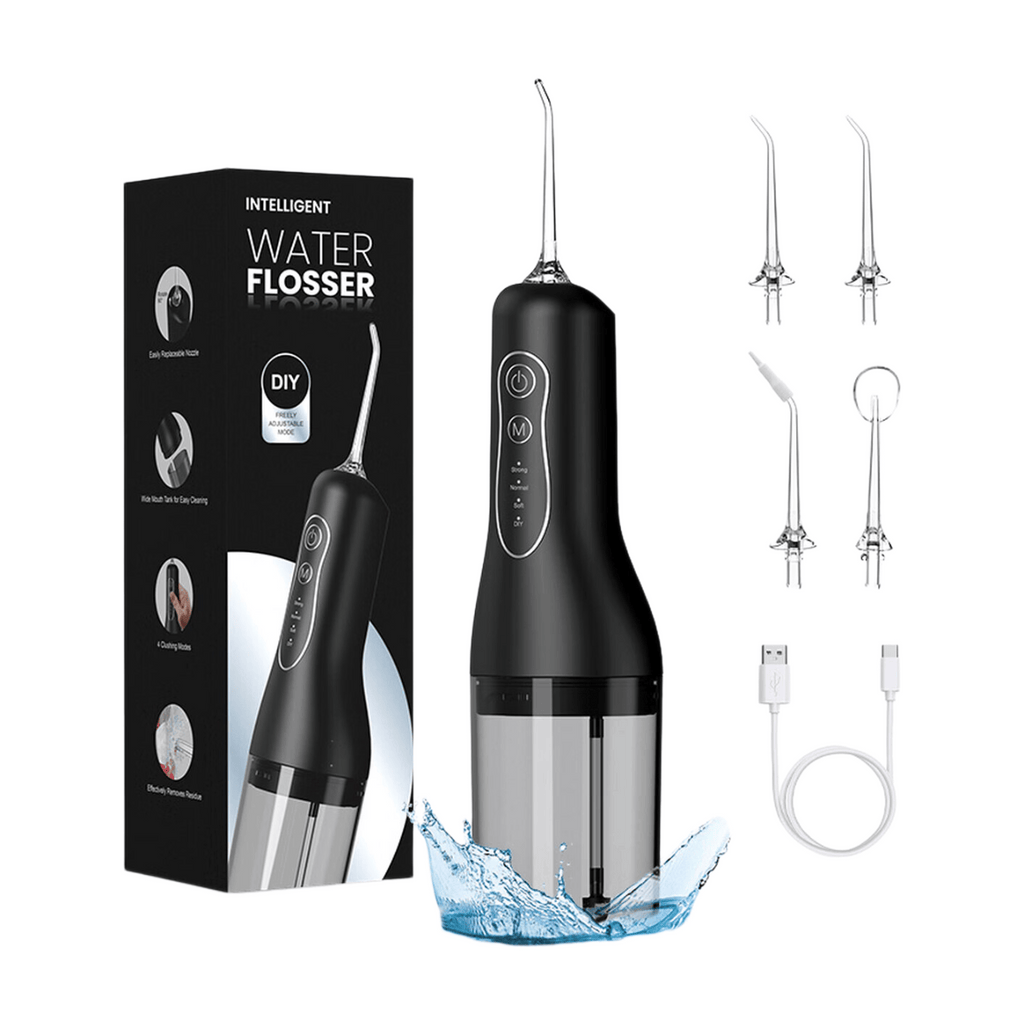 Sunluxy Hydropulseur Dentaire Portable Sans Fil, 140 PSI, Flux d’eau Pulsé Haute Pression, 4 Modes, Réservoir d’eau Amovible 260 ml, Autonomie de 50 Jours