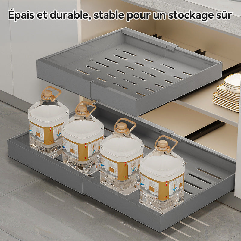 VIVREAL étagère de rangement extensible, petit modèle gris, panier coulissant, acier inoxydable, réglable 12.6–20.5 pouces, facile à installer, modèle S32G, promotion de la Fête du Printemps, choix privilégié pour cadeau annuel