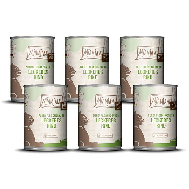 MjAMjAM [Peut être servi frais pour l'été] Aliment humide pur pour chat au bœuf - 400 g x 6