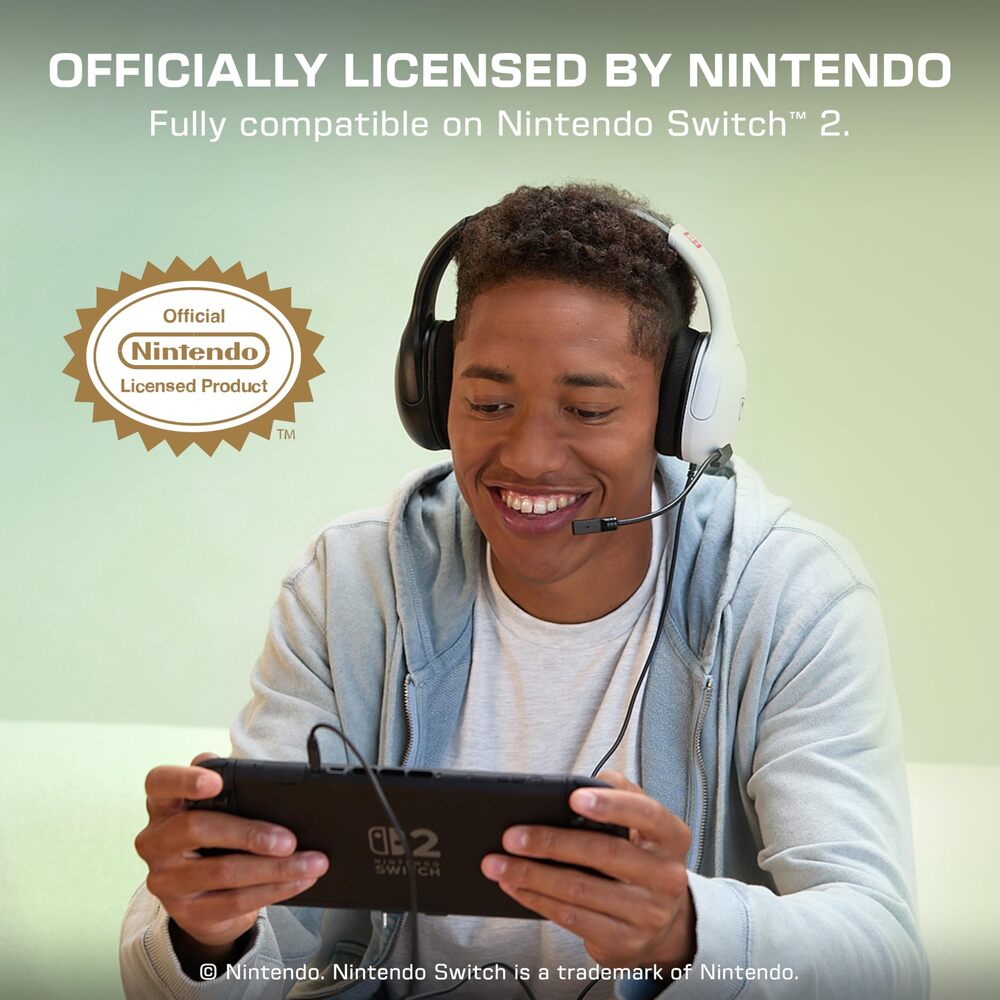 TURTLE BEACH Airlite Fit Casque Gaming Filaire (Prise 3.5mm) - Micro Muet par Basculement - Nintendo Switch 2, Switch, Switch OLED, Switch Lite, PC & Mobile - Noir/Blanc