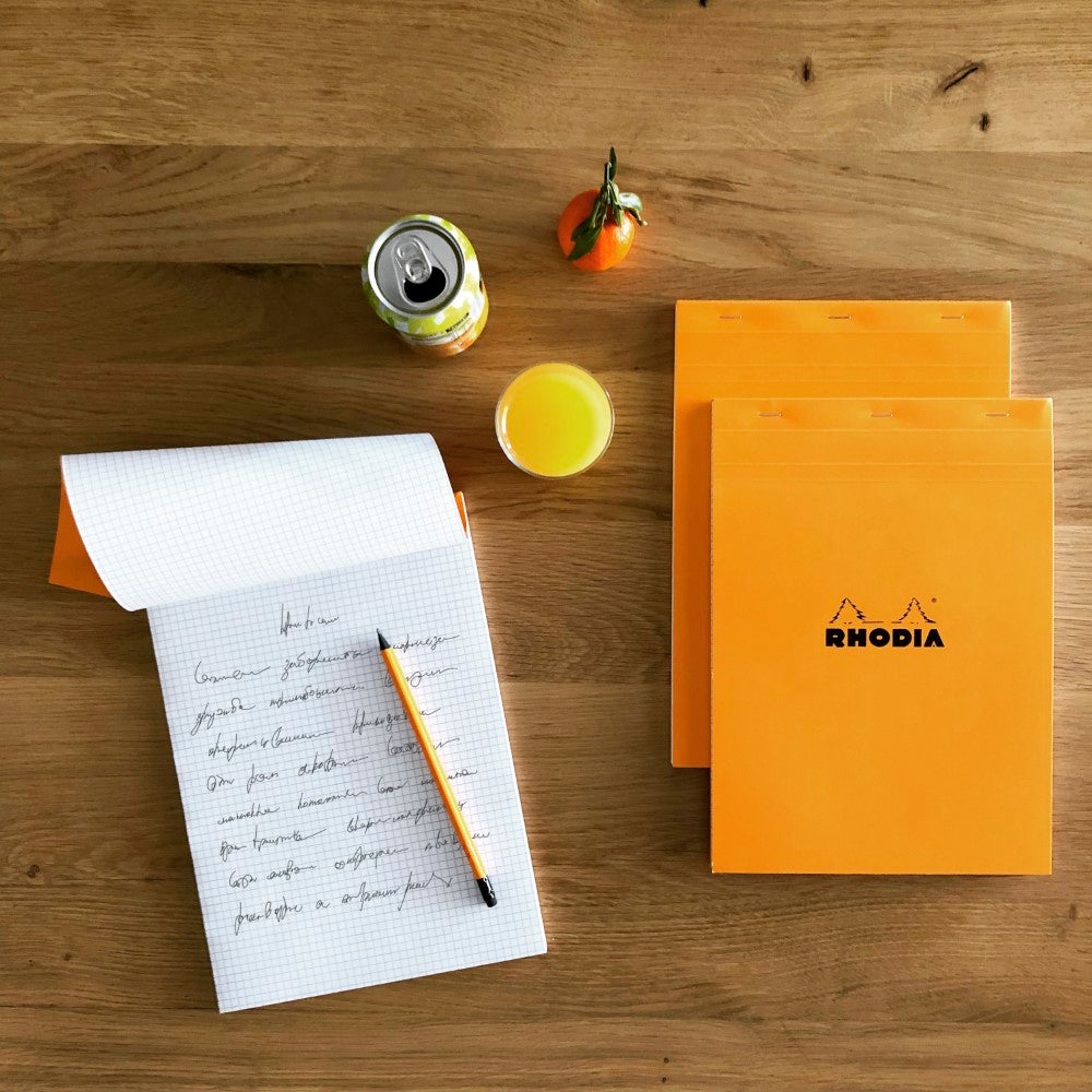 CLAIREFONTAINE Bloc agrafé Rhodia ORANGE N°18 21x29,7 cm 80 feuillets petits carreaux 5x5 80 g