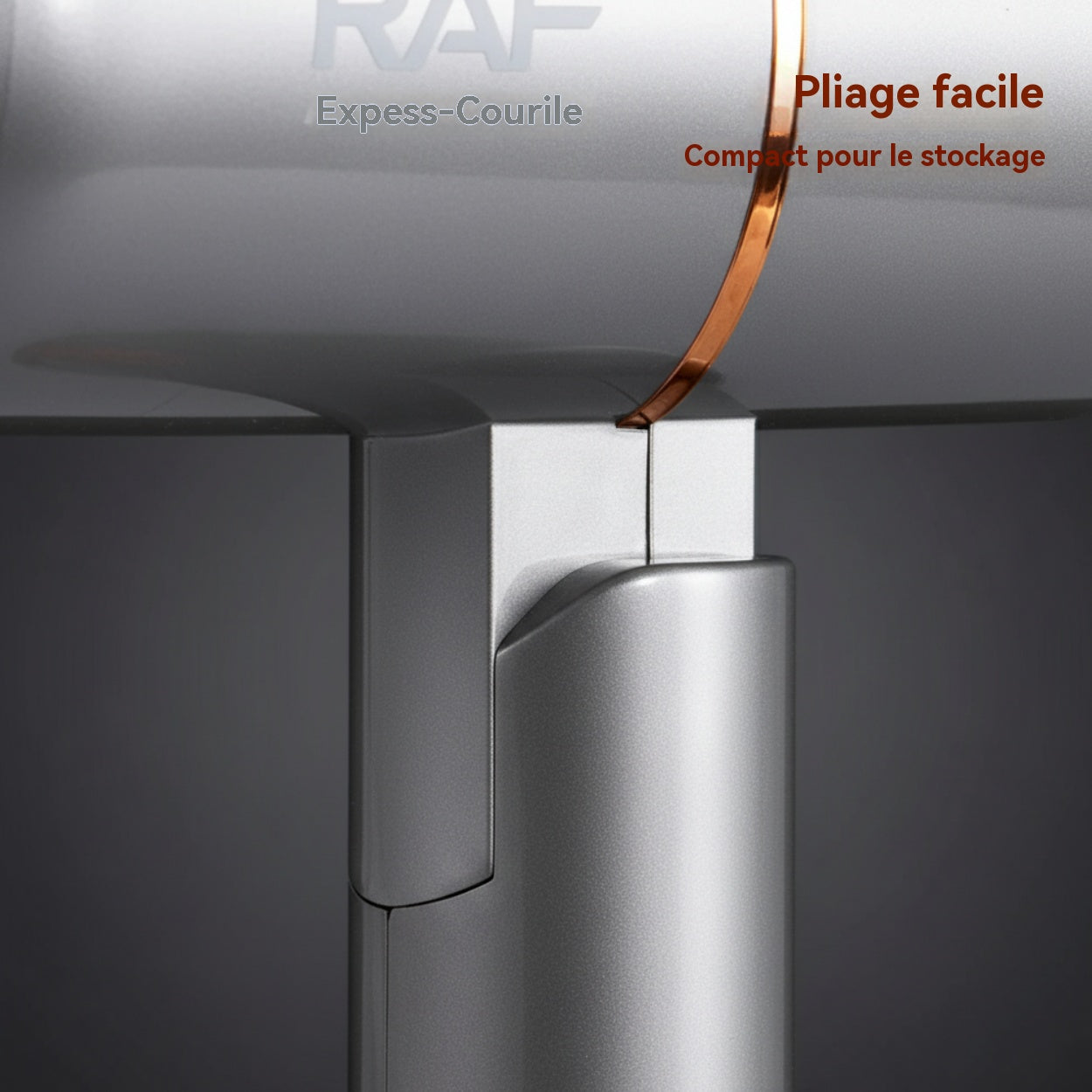 RAF Sèche-cheveux pliable professionnel portable 800 W, protection contre la surchauffe, format compact de voyage, pour femme, usage domestique, gris