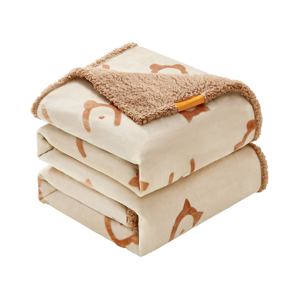 Ochama Couverture imperméable pour chien, 229 x 203 cm, couverture en polaire Sherpa pour animaux, lavable en machine, protège-canapé pour chien réversible, beige