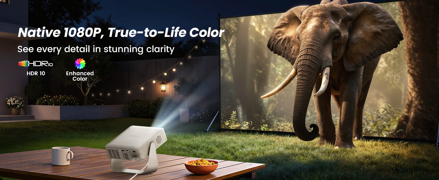YABER L1 Pro Natif 1080P, 180 Lumens ANSI, Projecteur Portable à Rotation de 330° avec Support Flexible, Système Linux avec Netflix / Prime Video Sous Licence