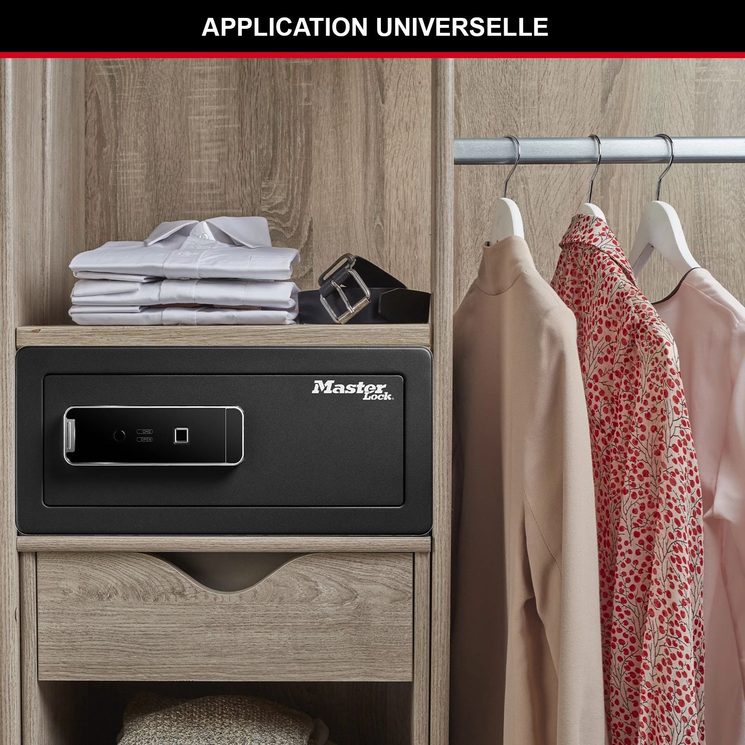 Master Lock LX110BEURHRO Biometric Security Safe for Valuables, Black, 19,5 x 43 x 37 cm