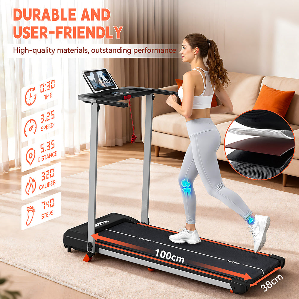 KeHot YQ T3898 Tapis de course inclinable à 9 %, pliable et silencieux pour l'entraînement à domicile, avec écran LED, compatible musique Bluetooth et applications EQI SPORTS, Zwift, Kinomap