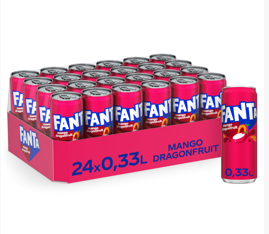 FANTA Soda saveur Fruit du Dragon Pack de 24x33cl