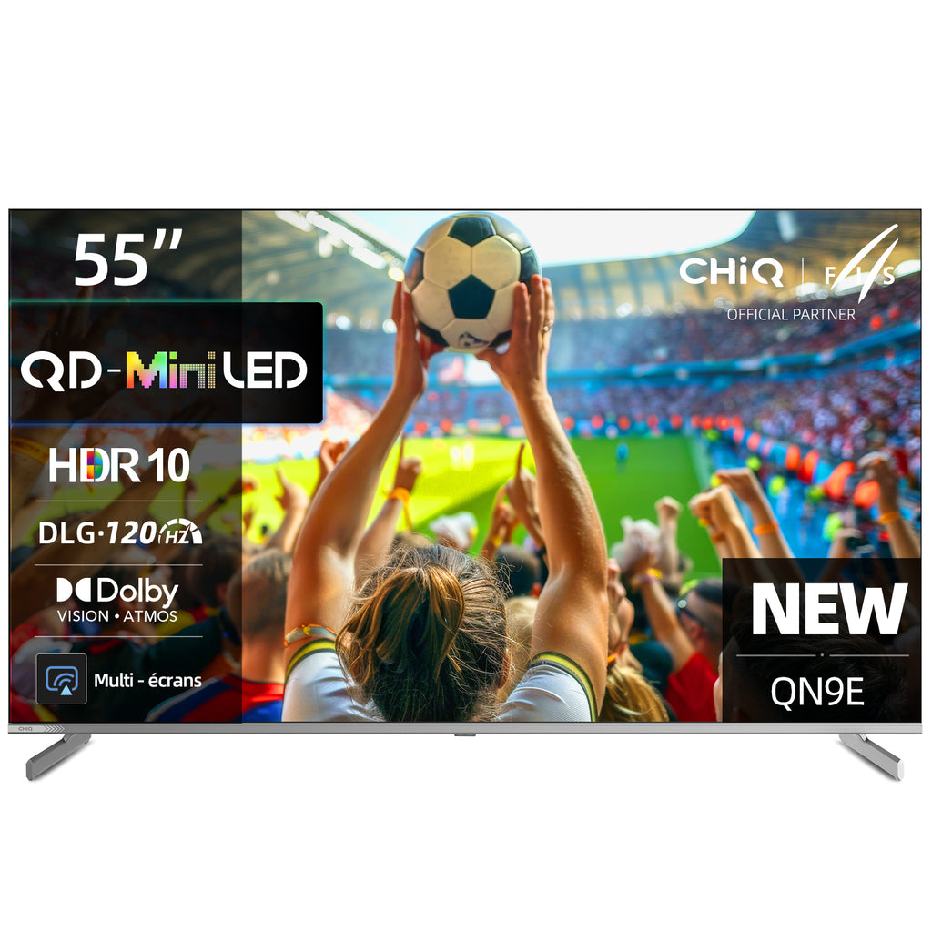 CHiQ M55QN9E 55" 4K UHD Mini LED QLED TV | 100 Zones Local Dimming | Dolby Atmos/Vision | DLG 120 Hz + MEMC | Google TV (Android 14)