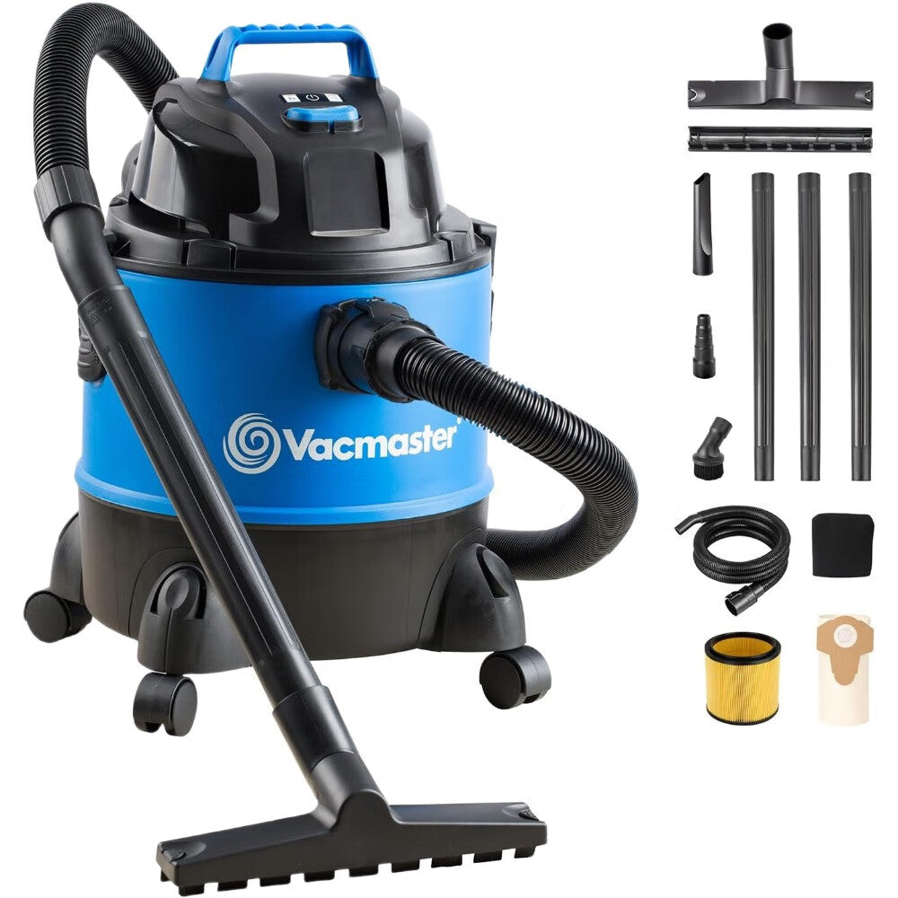 Vacmaster VQ1220PF Aspirateur Eau et Poussière 3-en-1 avec Soufflerie, Moteur 1250 W, Puissance d’Aspiration 200 AW, Cuve Antichoc 20 L, Compact pour Maison, Garage et Voiture