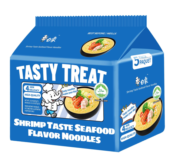 Bai Xiang Nouilles instantanées saveur fruits de mer goût crevette 87 g x 5